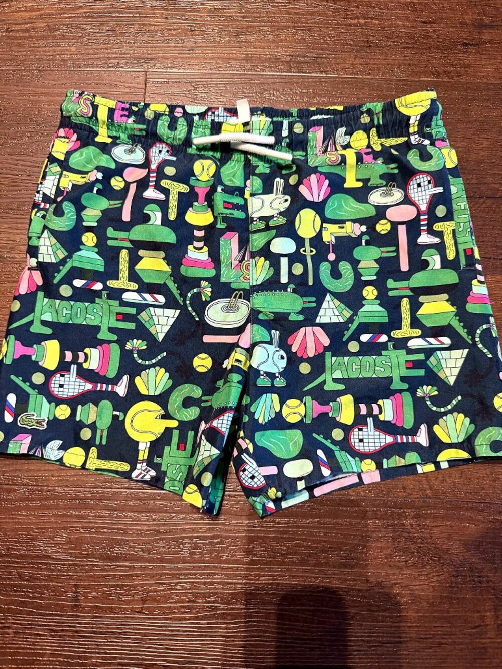 Lacoste x Jeremyville Kids 8 Limited Edition Swim Shorts Navy Print